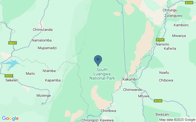 Kaart met locatie Luangwa National Park